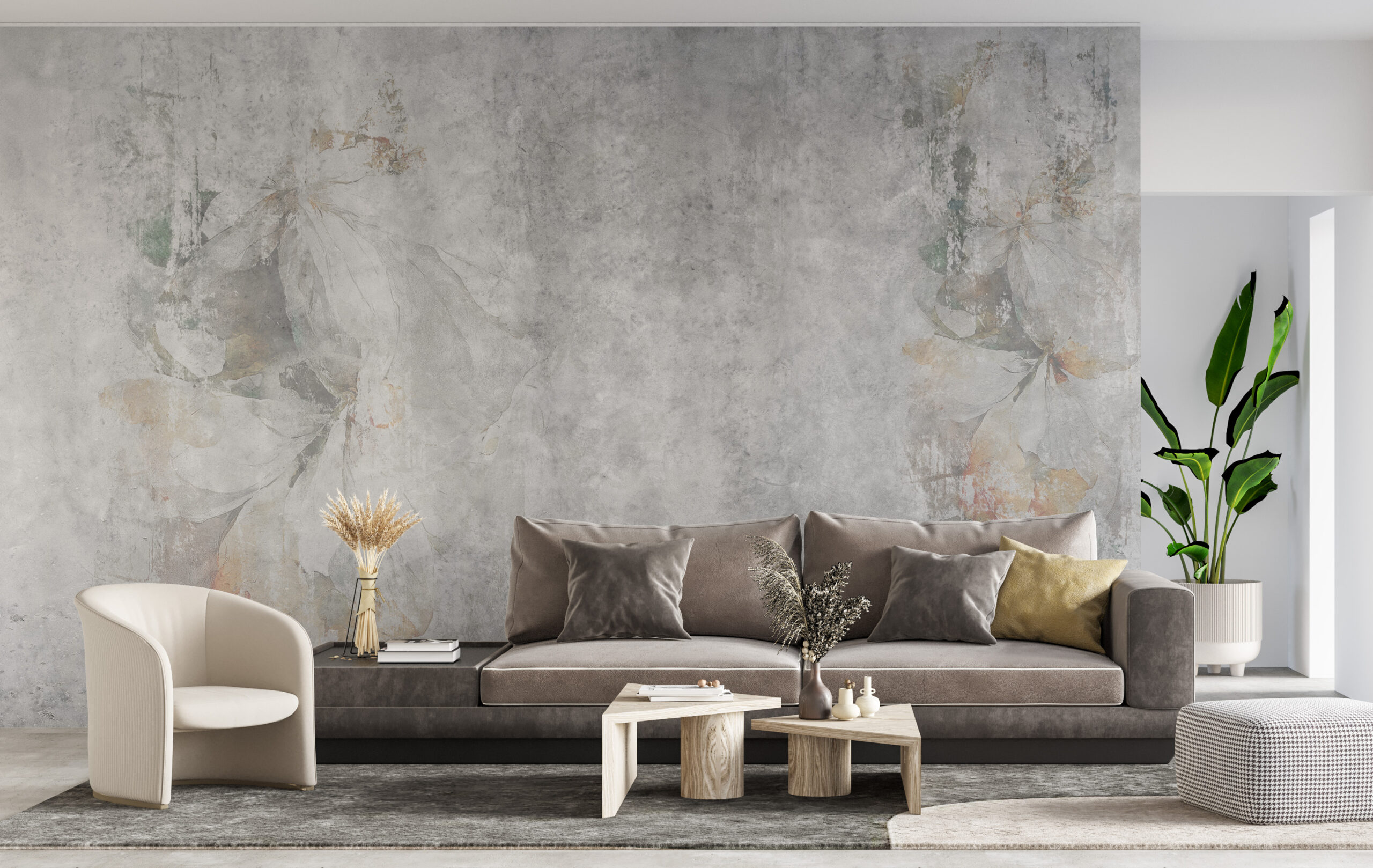 Foto murale Gri me elementë lulesh