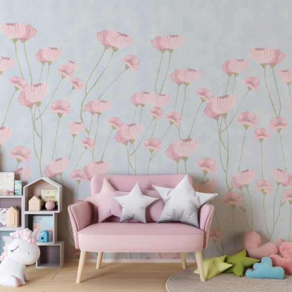 Foto murale Lule rozë në një sfond blu