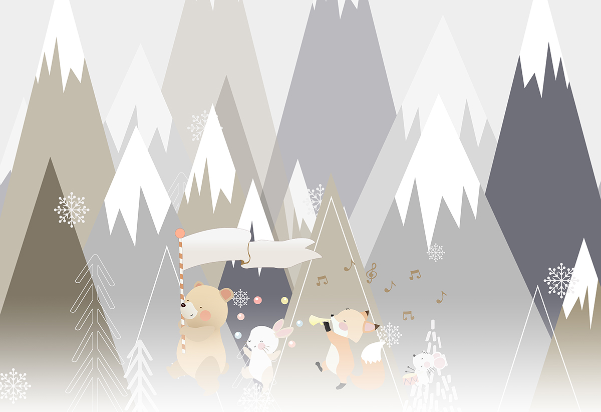 Cute,Animals,,Kids,Room,Wallpaper,Design,,3d,Illustration