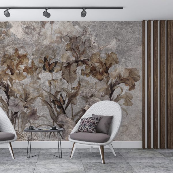 Foto murale Gjethe gri në ngjyrë ari