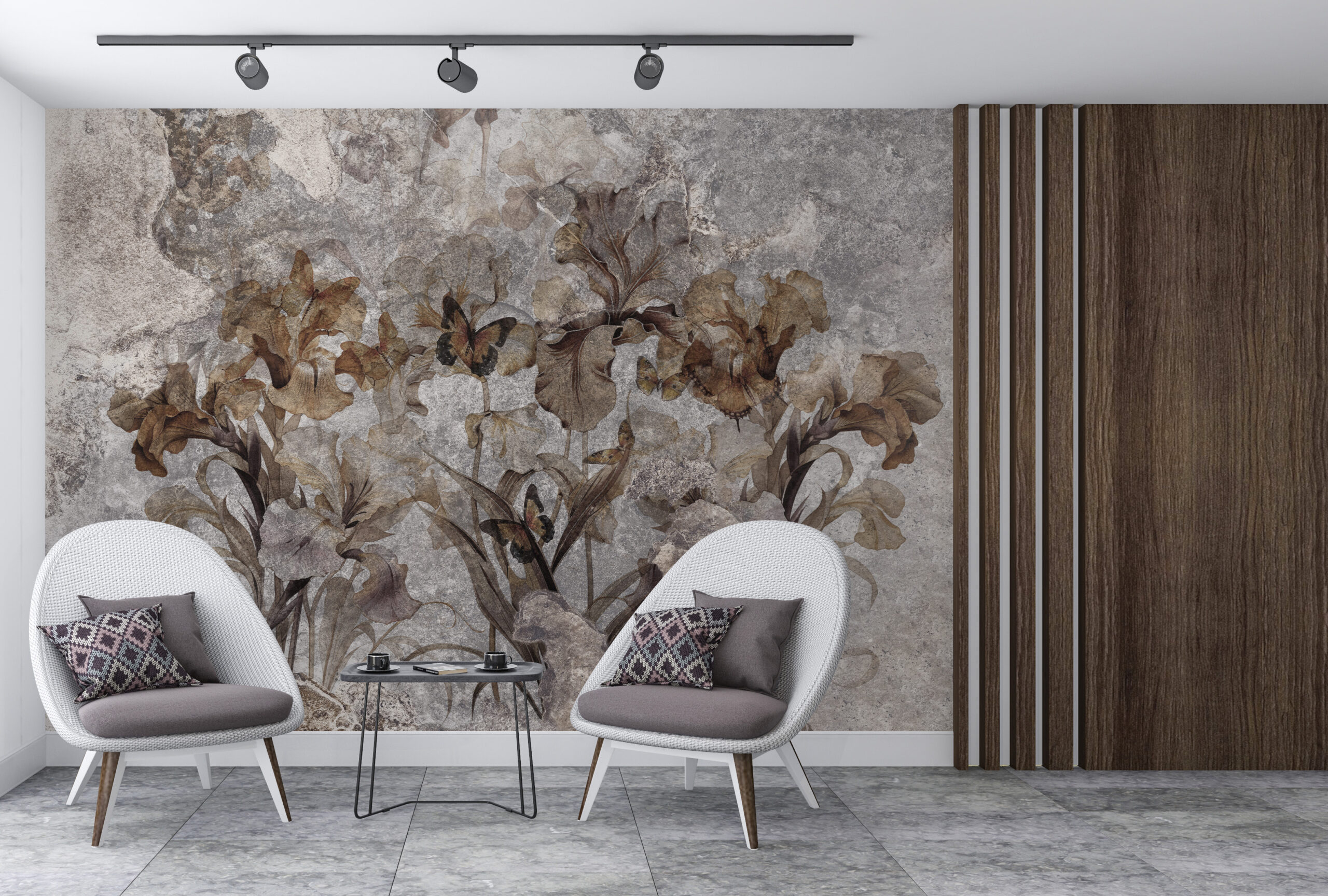 Foto murale Gjethe gri në ngjyrë ari