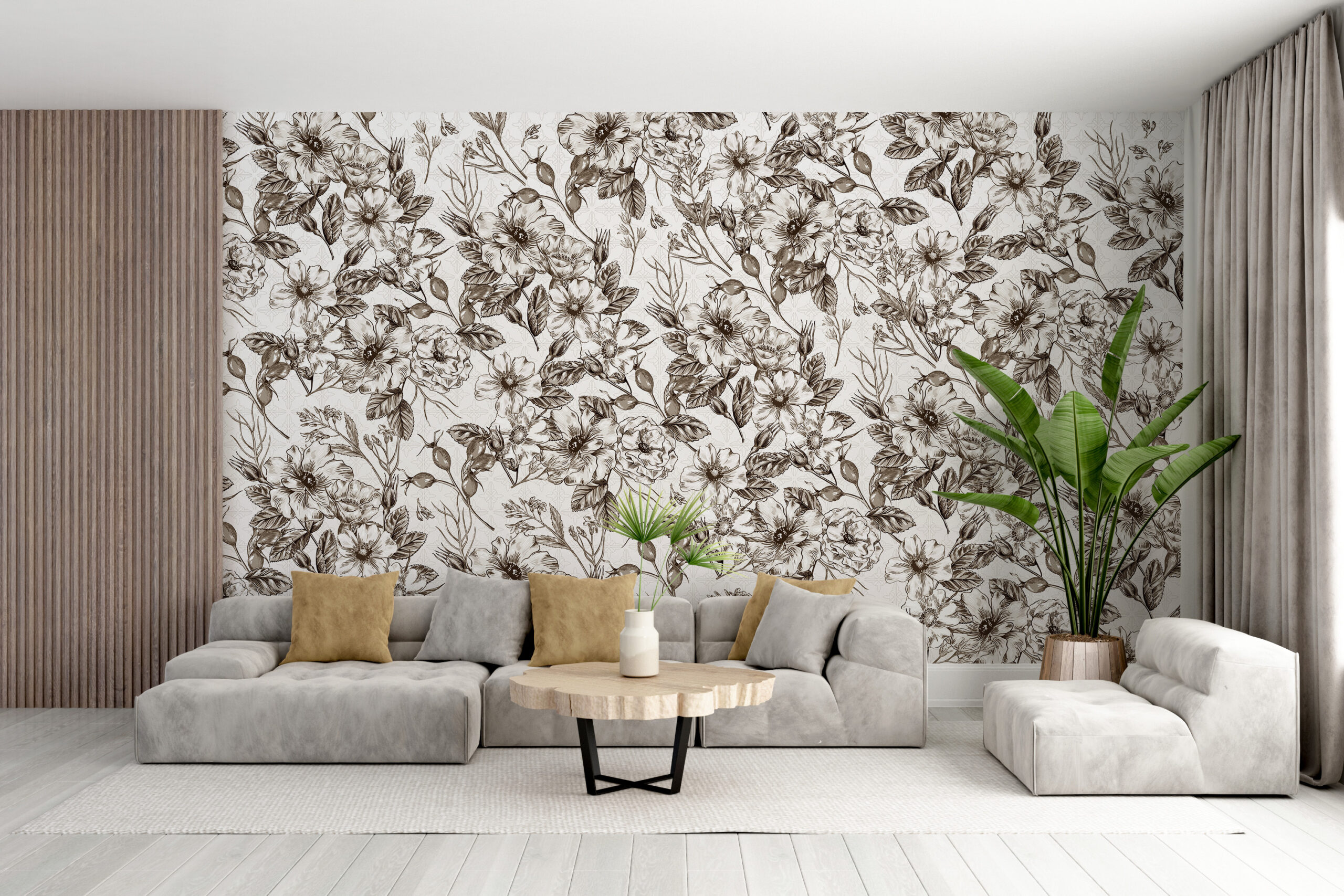 Foto murale Lule të errëta në sfond të bardhë