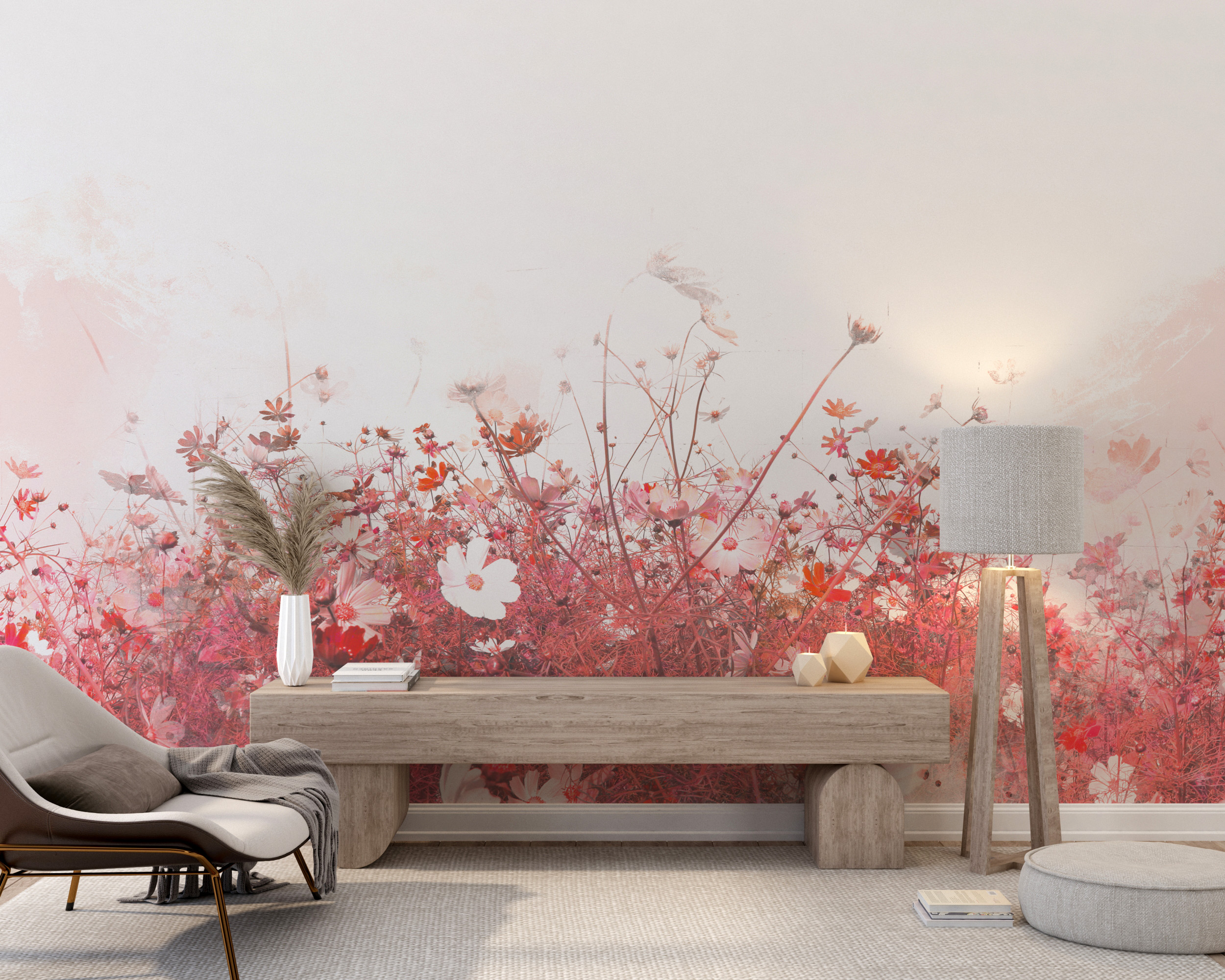 Foto murale Lule në Rozë dhe të Kuqe