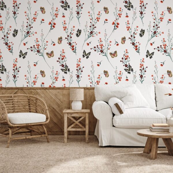 Foto murale Fluturat dhe endjet e lulekuqeve