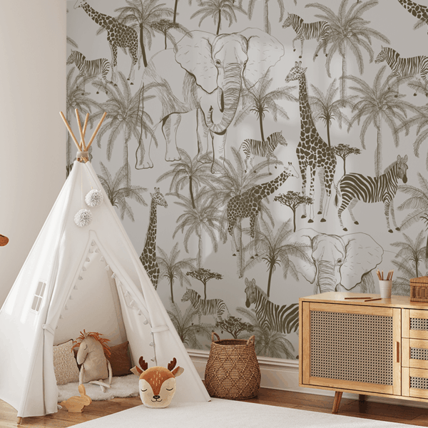 Foto murale Kafshët nën palma