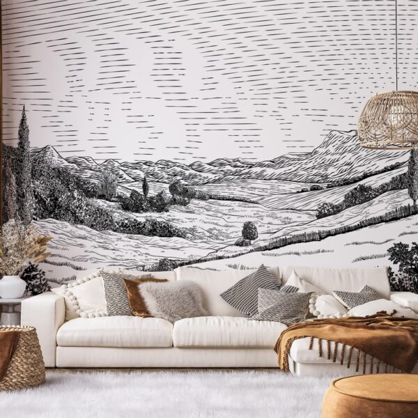 Foto murale Peizazh i zi dhe i bardhë