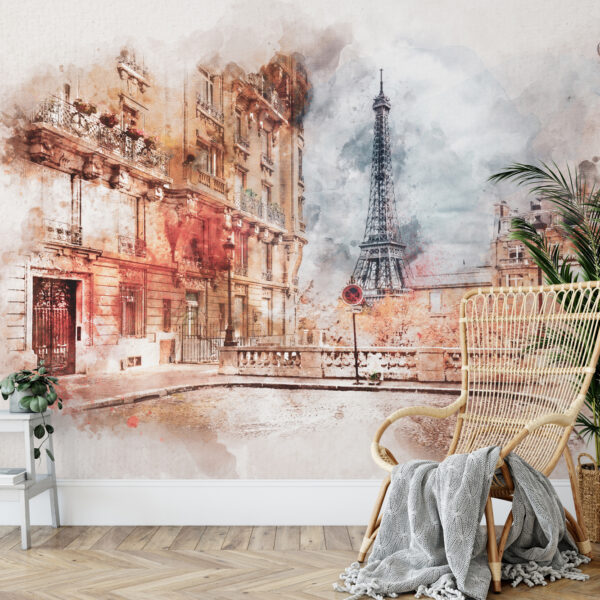 Foto murale Pikturë me bojëra uji e Parisit me Kullën Eiffel