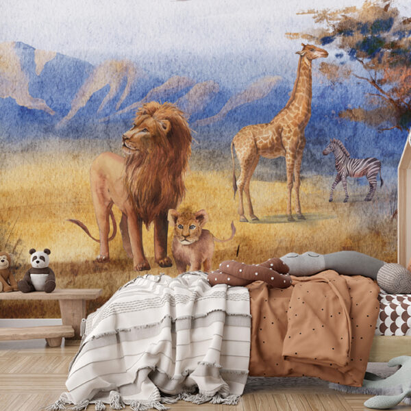 Foto murale Kafshët Afrikane në Stilin e Akuareleve