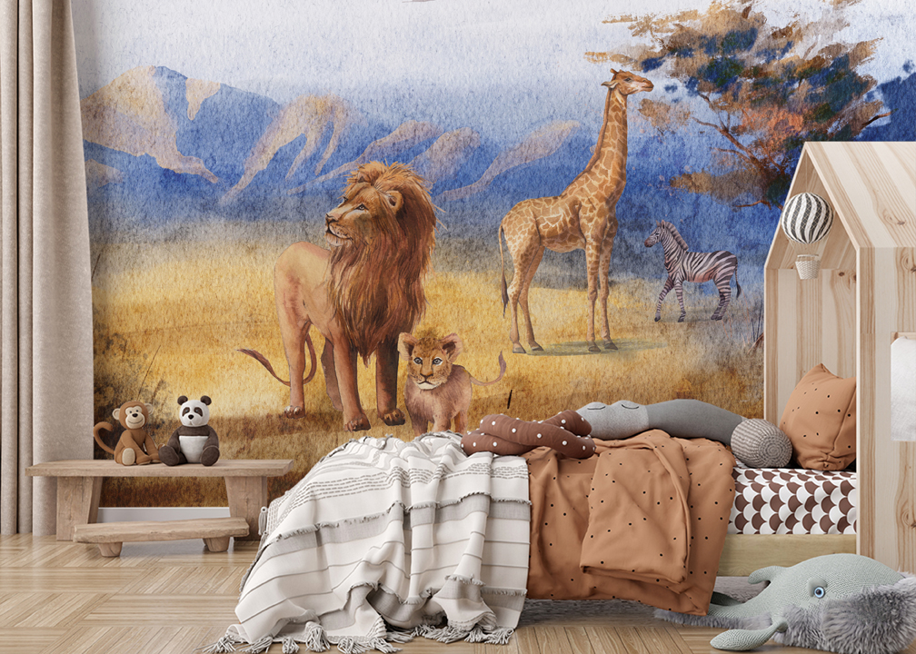 Foto murale Kafshët Afrikane në Stilin e Akuareleve