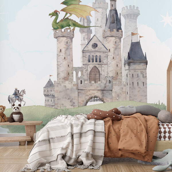 Foto murale Muri fotografik “Kështjella e Përrallave me një Dragua”