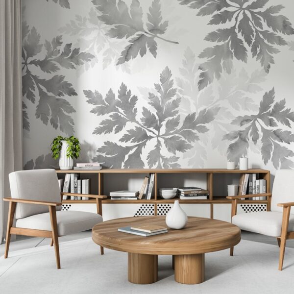 Foto murale Gjethe në nuanca gri