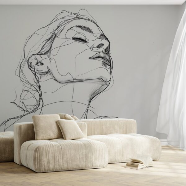 Foto murale Skicë lineare e fytyrës së një gruaje