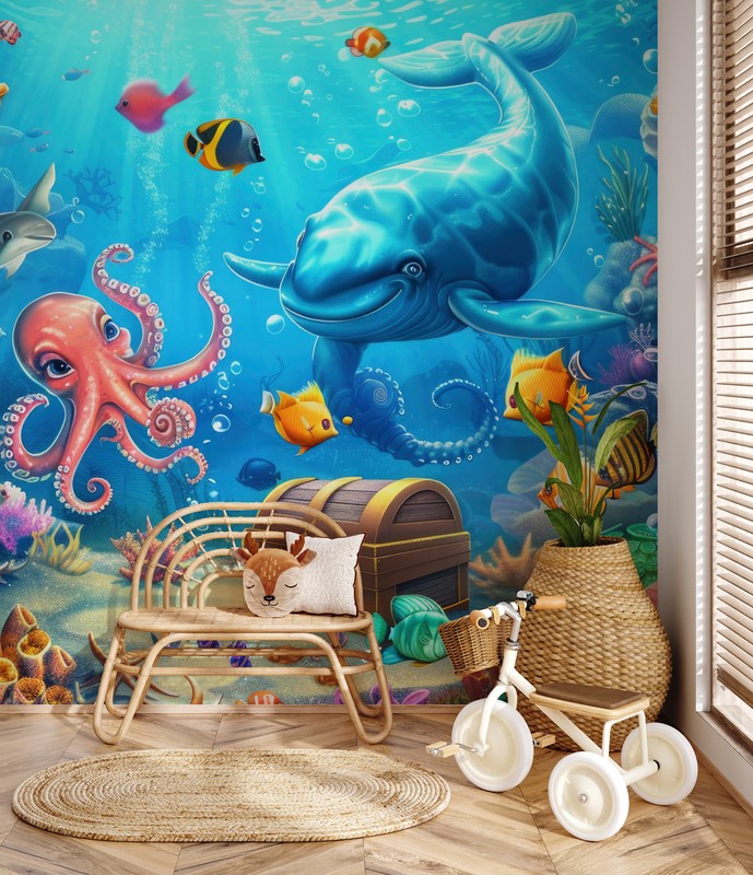 Foto murale Aventurë nënujore me banorët e detit