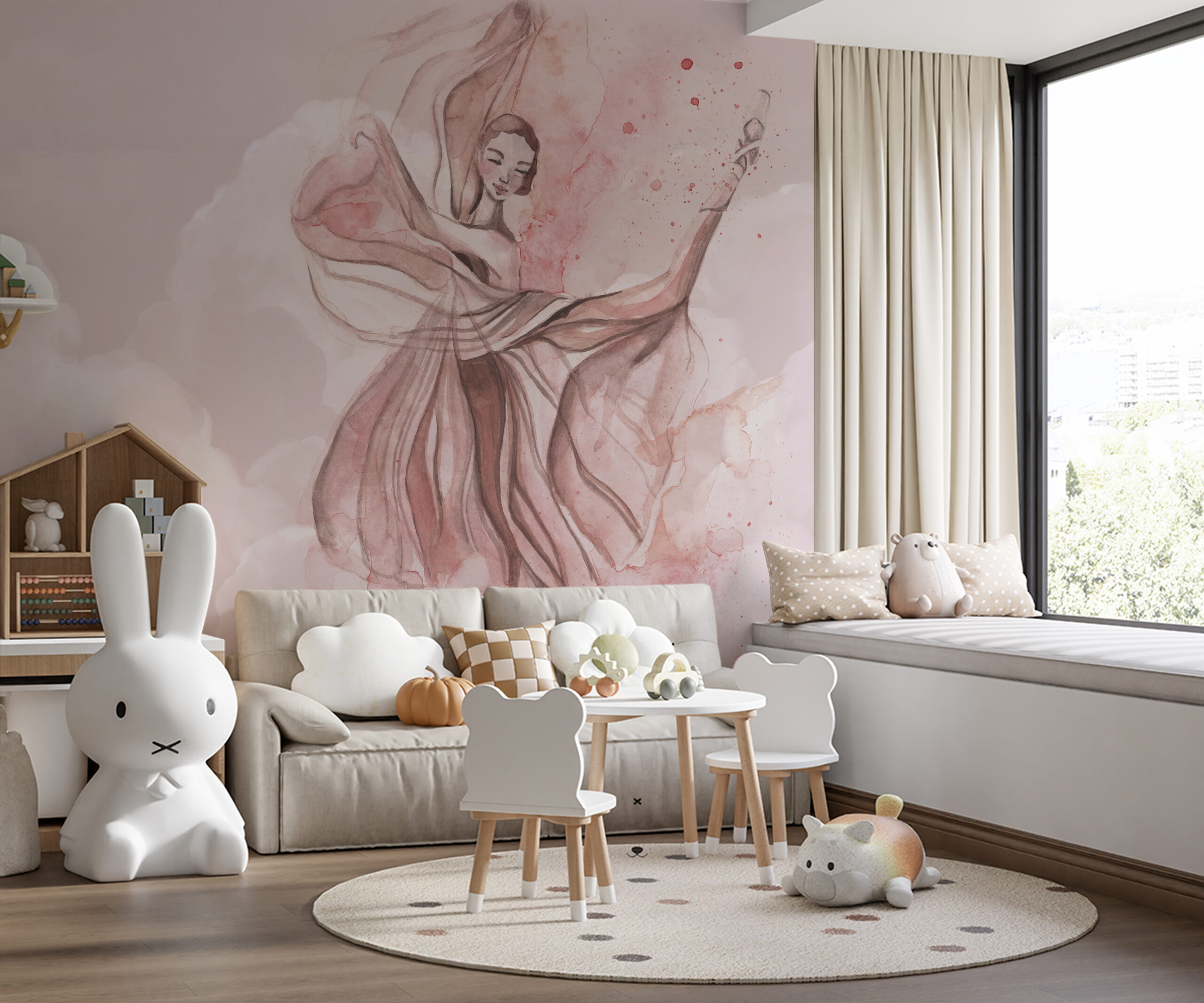 Foto murale Balerina pastel në re