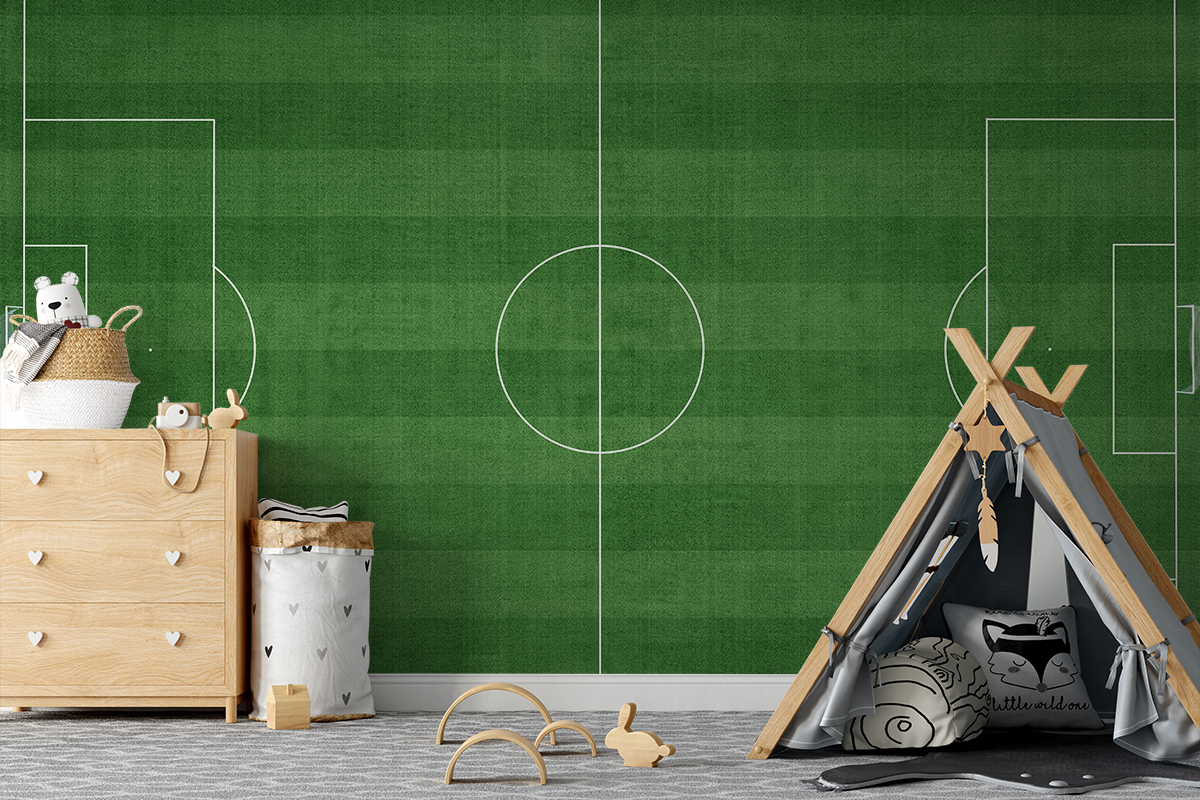 Foto murale Fushë futbolli e gjelbër me vija