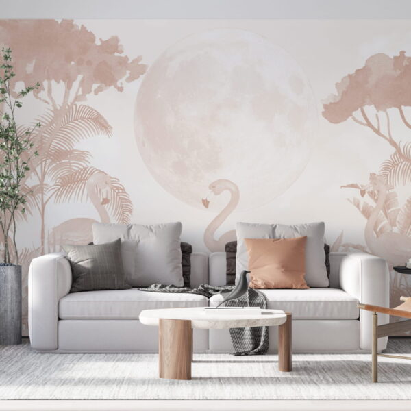 Foto murale Çiftëzimi i flamingove hënore