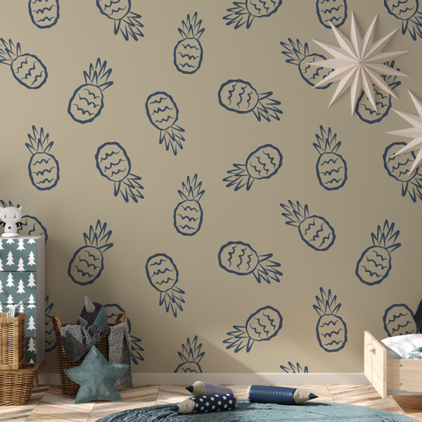 Foto murale Ananas blu marine në një sfond bezhë