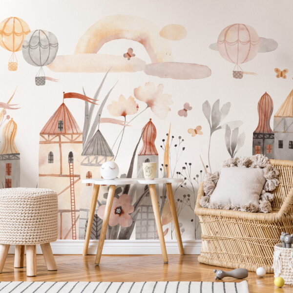 Foto murale Një qytet përrallor në ngjyrat pastel