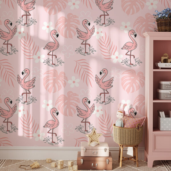 Foto murale Flamingo në Rozë