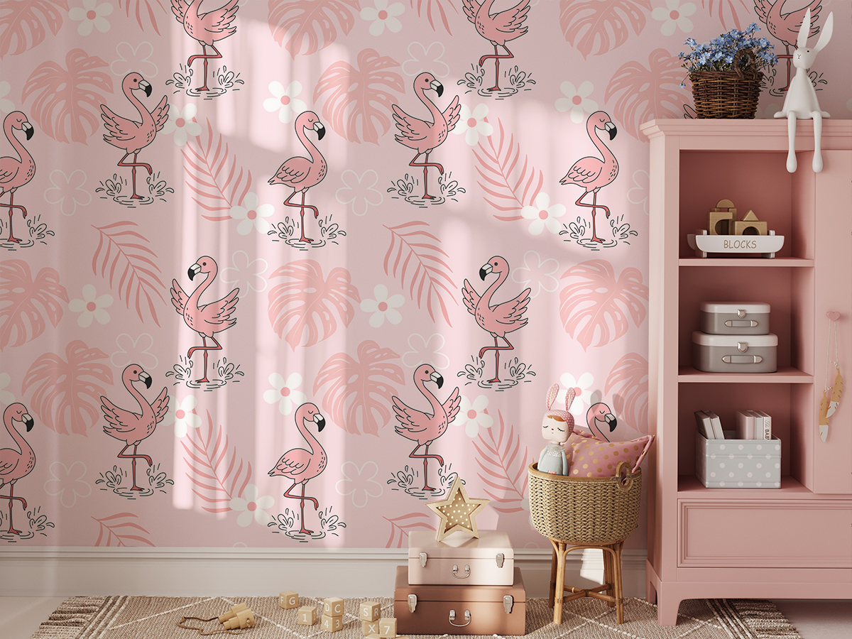 Foto murale Flamingo në Rozë