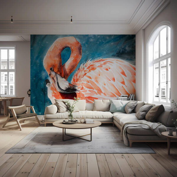 Foto murale Flamingo në ngjyrë bruz