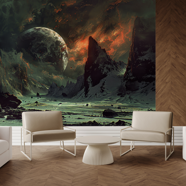 Foto murale Planeti Alien mbi Tokën Shkëmbore