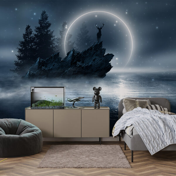 Foto murale Dreri mbi një shkëmb nën Hënë