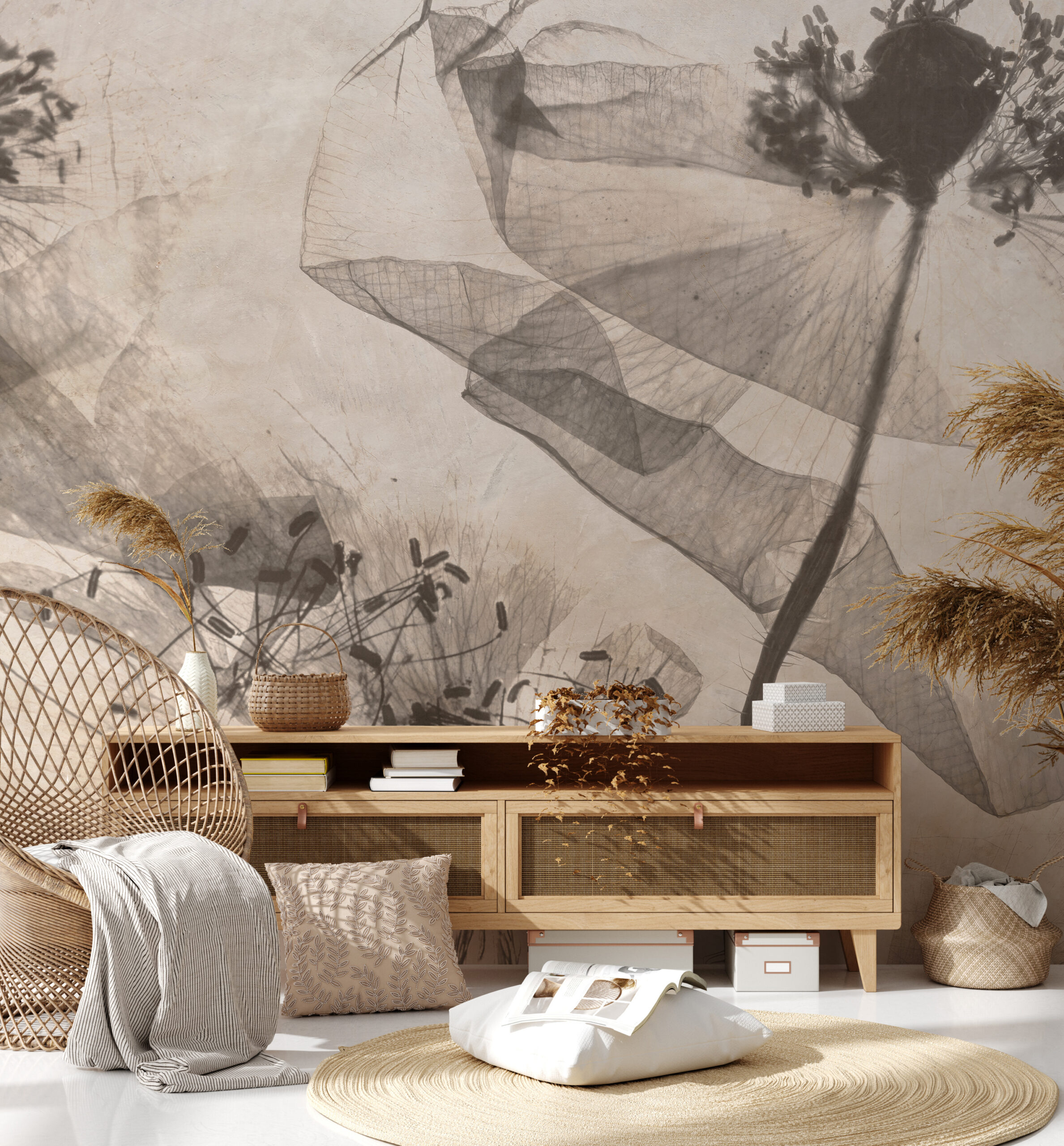 Foto murale Luleradhiqe në Sepia - Transparenca e Natyrës