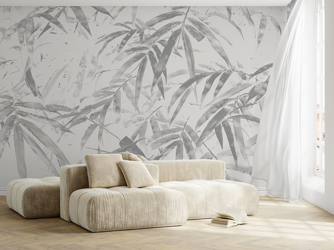 Foto murale Bambu në gri