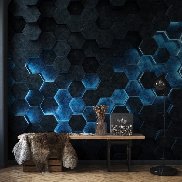 Foto murale Gjashtëkëndësha blu 3D