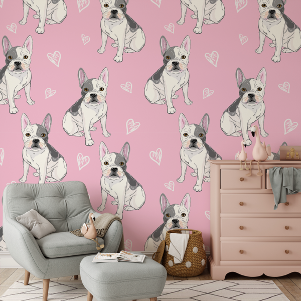 Foto murale Bulldog në Rozë