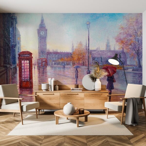 Foto murale Londra në shi