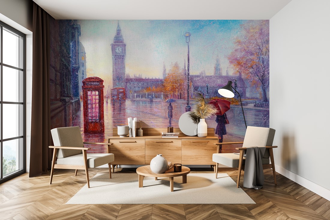 Foto murale Londra në shi