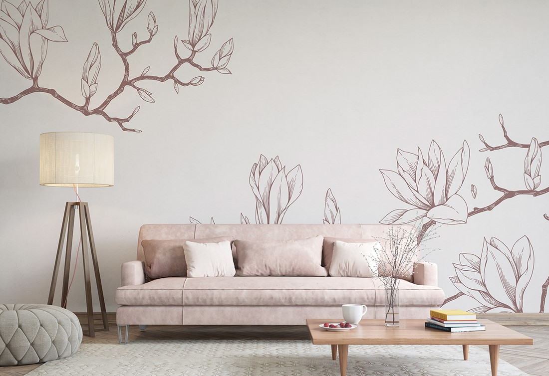 Foto murale Magnoliat e vizatuara