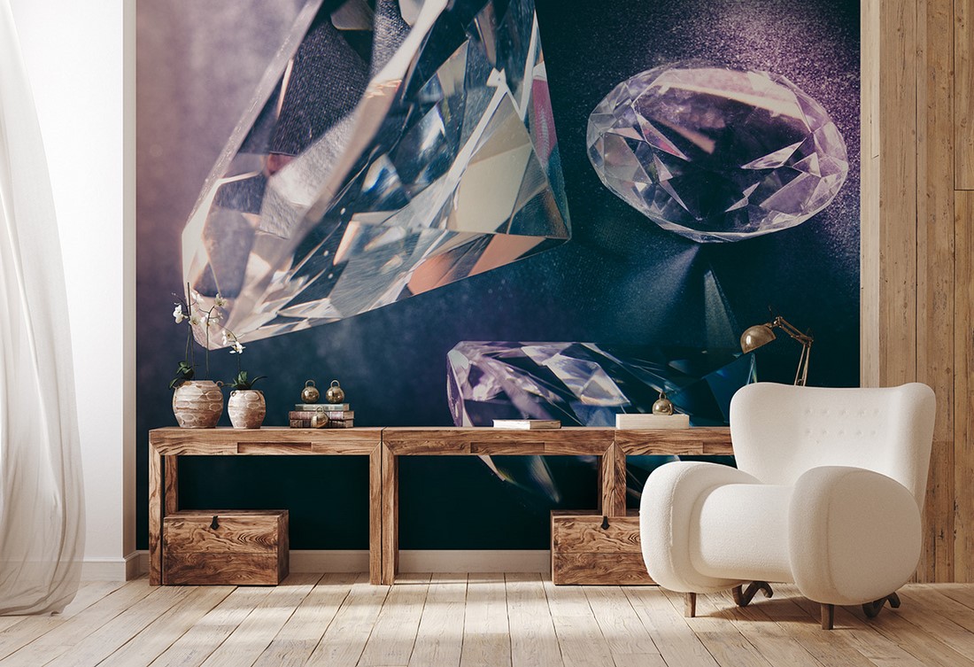 Foto murale Diamante në një sfond vjollcë