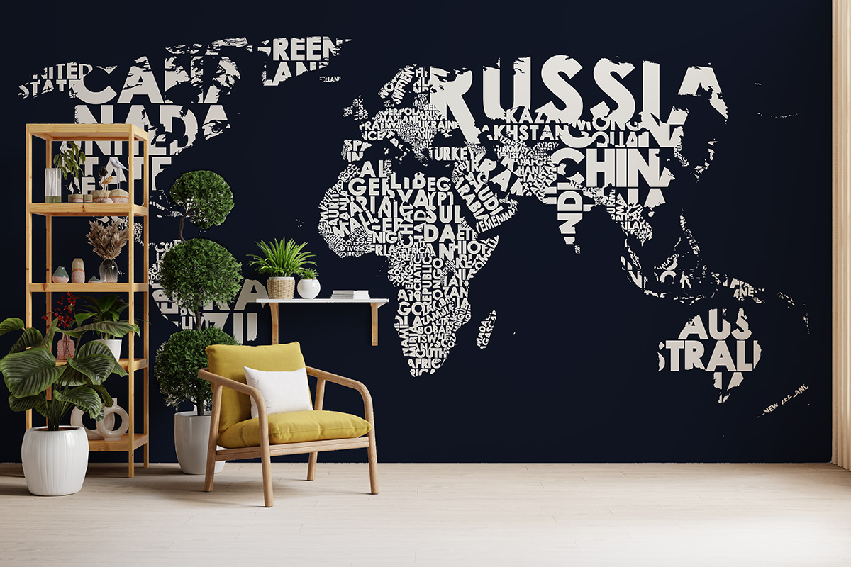 Foto murale Harta Tipografike e Botës
