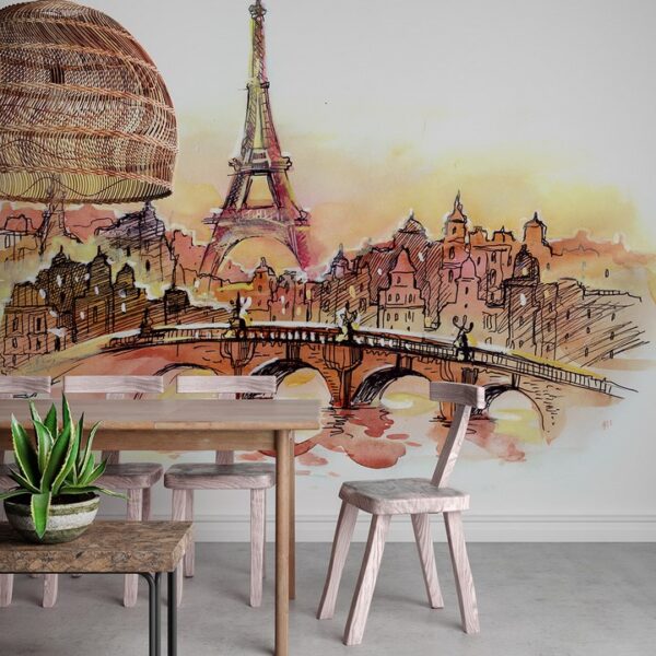 Foto murale Kulla Eiffel në bojëra uji