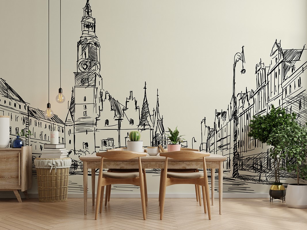 Foto murale Wroclaw në Sketch