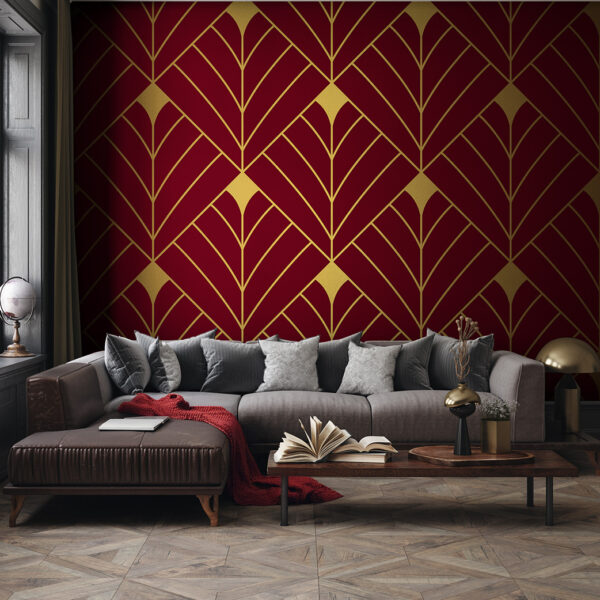 Foto murale Tifozët gjeometrikë ngjyrë burgundy