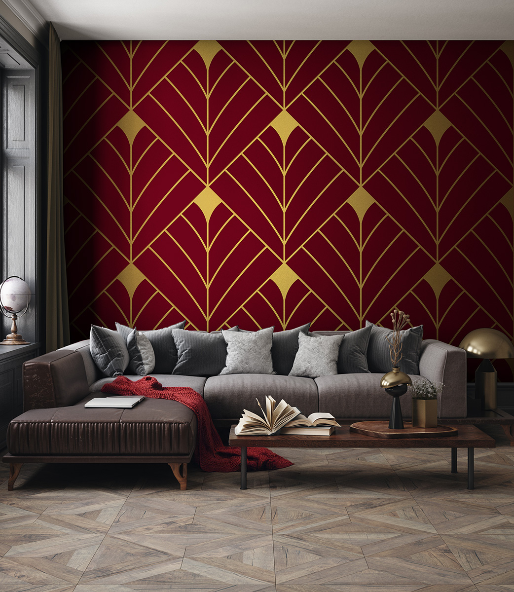 Foto murale Tifozët gjeometrikë ngjyrë burgundy