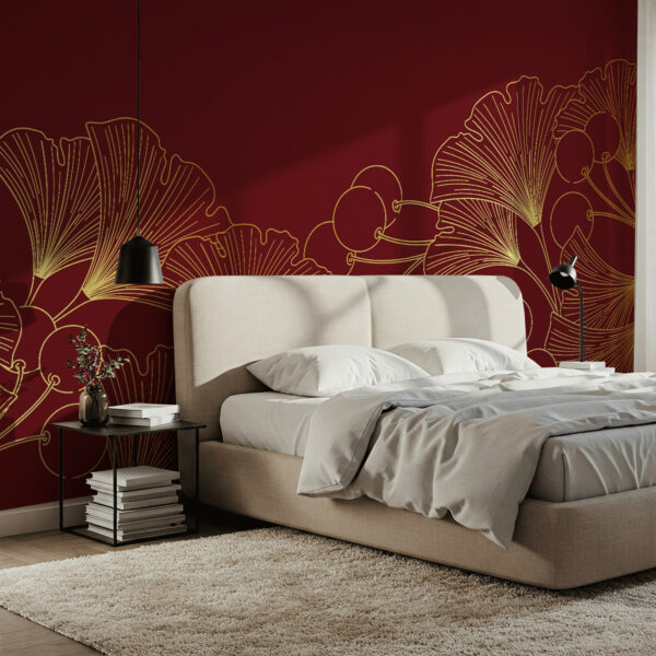 Foto murale Xhinko i Artë në një Sfond Burgundy