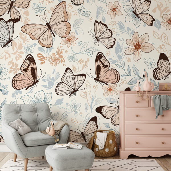 Foto murale Flutura dhe Lule Pastel